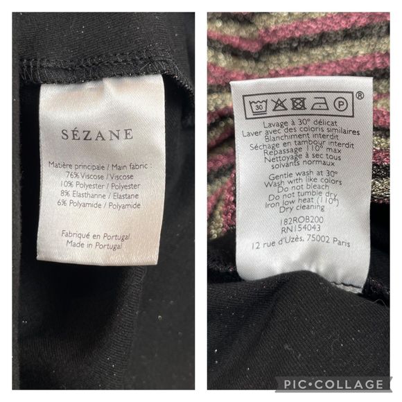 Sezane Sparkly Stripe Robe Mini Dress Black/Pink/Gold Women's Size Small - Picture 14 of 14